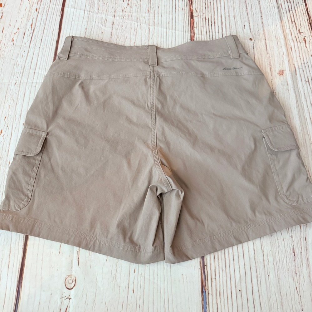 Eddie Bauer Summer Trail Shorts Womens 6 Tan Hiking Gorpcore Utility Cargo Nylon - Picture 2 of 10